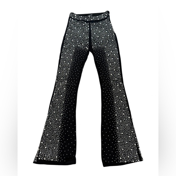 Fashion Nova Black Sheer Rhinestone Flare Pants | Small - Picture 2 of 8